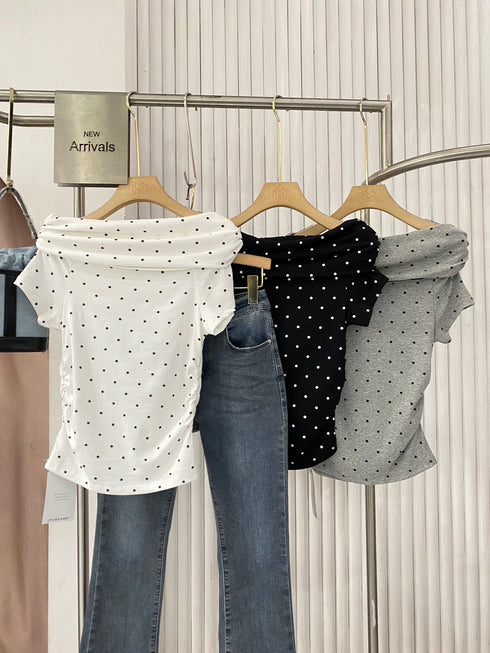 Polka Dot Off-Shoulder Tops